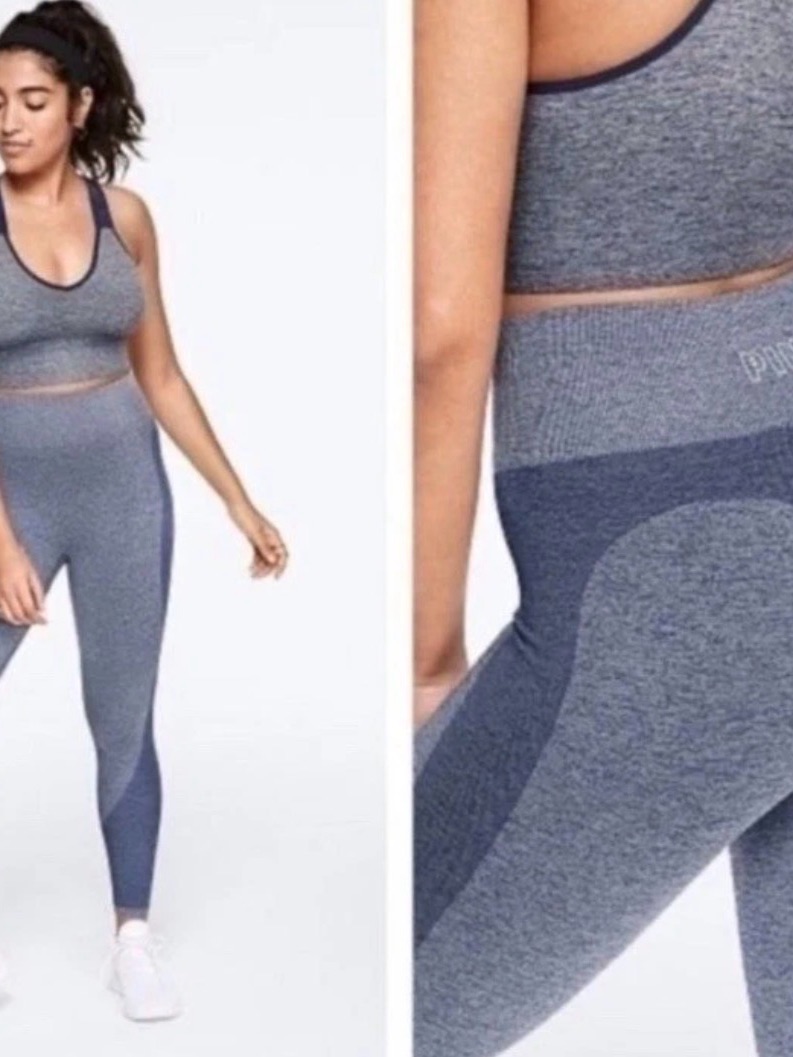 Pink Active Seamless Blue/Gray Leggings